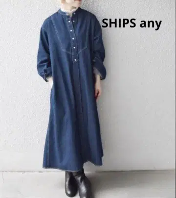 [ SHIPSany ] 데님 셔츠 롱 원피스 새상품급 정가 11000엔