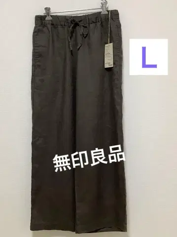 무인양품 프렌치 린넨 스트레이트 팬츠 L 브라운