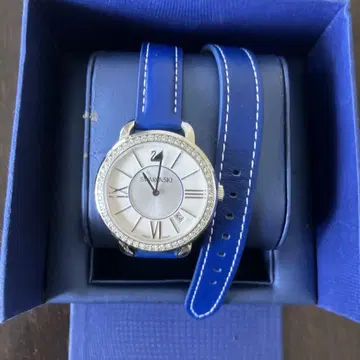 Swarovski 이중 벨트 손목시계 블루 (배터리 방전)