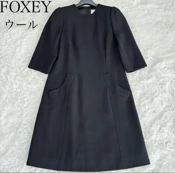 FOXEY 폭시 울 포멀 원피스 칠부 소매 크루넥