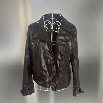 다크 브라운 가죽 라이더 자켓