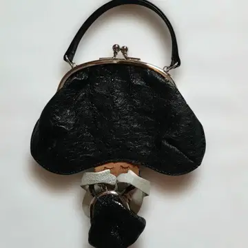 블랙 가마구치 파티 백 천연 가죽 버섯 소녀