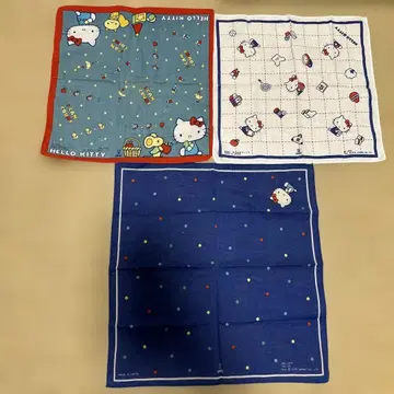 쇼와 레트로 일본제 헬로키티 손수건 3장 세트