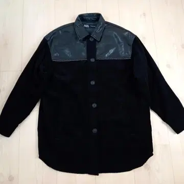 ZARA 코듀로이 가죽 절개 셔츠 자켓