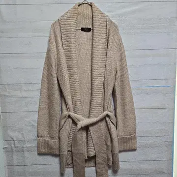 INED 인도 베이지 니트 롱 가디건 울