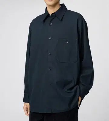 유니클로 U 트윌 워크 오버사이즈 셔츠 M 네이비