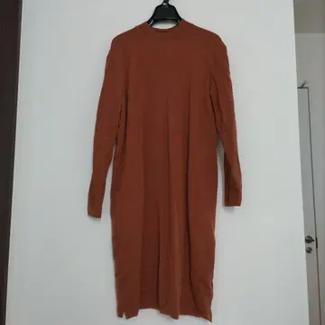 울 100% 브라운 롱 원피스 긴팔