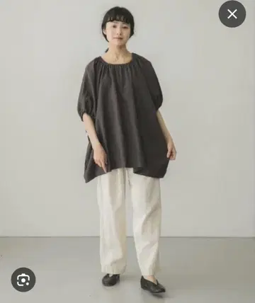 [카구레] 다크 브라운 오부 소매 드레이프 셔츠