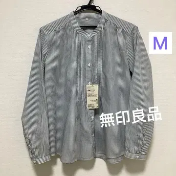 무인양품 면 보일 긴팔 블라우스 오가닉 코튼 M 그레이 계열