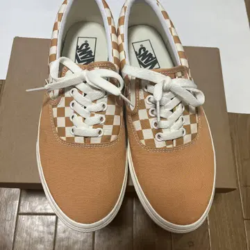 Vans 체크 무늬 스니커즈 오렌지/화이트