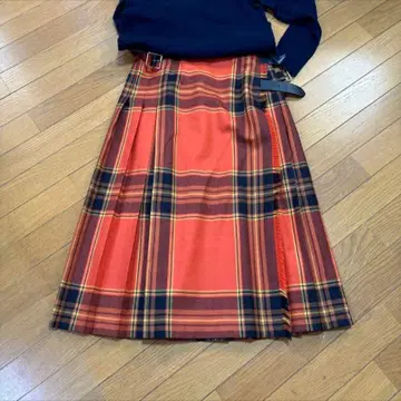 O'NEIL OF DUBLIN 오렌지 체크 스커트