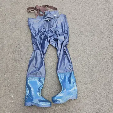 파란색 방수 가슴장화 24cm 미사용