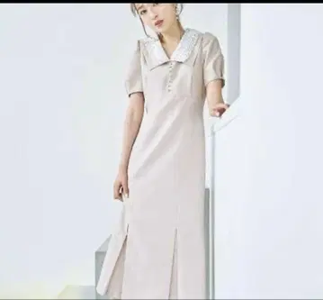 WILLSELECTION 레이스 카라 부착 베이지 원피스