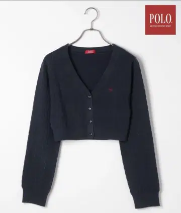 Polo Heather 네이비 크롭 가디건