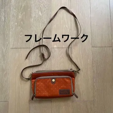 프레임워크 숄더 지갑 오렌지 도트 무늬 백 여행용 파우치