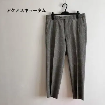 남성용 울 와이드 빈티지 글렌체크 슬랙스 그레이 가을 겨울