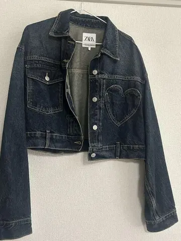ZARA 다크 데님 자켓 M 하트 자수
