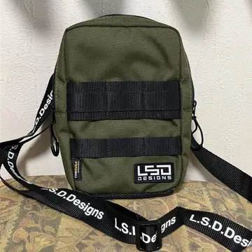 LSD 디자인 피싱 사이드 파우치 화이트 로고 숄더 벨트 코듀라 카키