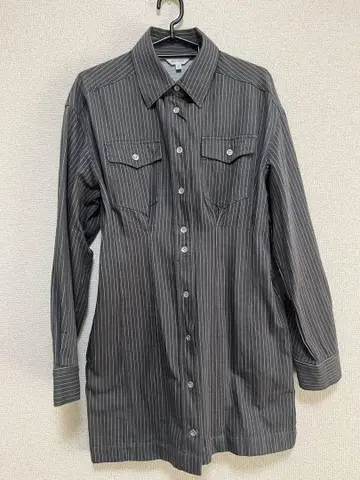 MOUSSY 그레이 스트라이프 긴팔 원피스