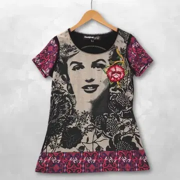데시구알 Desigual 몬로 꽃무늬 자수 올 패턴 T셔츠 L