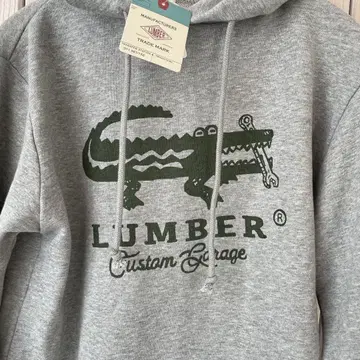 택 포함 미사용 새상품 LUMBER 그레이 악어 후드티