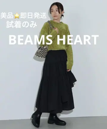 새상품급 BEAMS HEART 아지메 캉캉 스커트 블랙 스커트 롱 기장