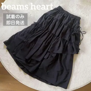 새상품급 BEAMS HEART 아지메 캉캉 스커트 블랙 스커트 롱 기장