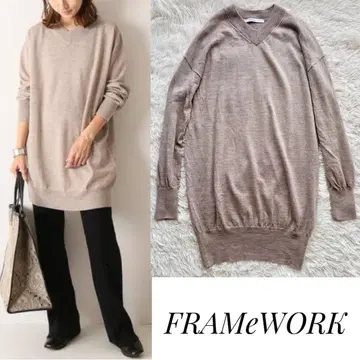 FRAMeWORK 프레임워크 V넥 튜닉 풀오버 베이지