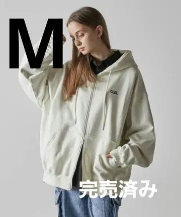 [ CLEL ] 헤비웨이트 로고 자수 풀 집업 후드티 내추럴