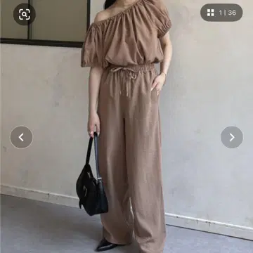 Thevon 개더 블라우스 x 팬츠 세트 M