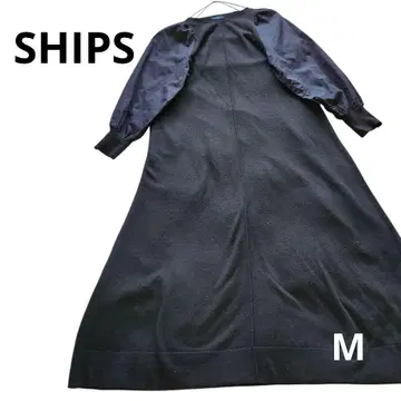 SHIPS 니트 원피스 도킹 이소재 롱 원피스 블랙 M