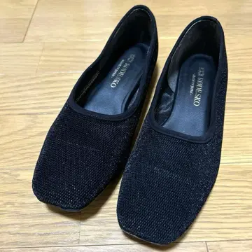 새상품급 RODE SKO 플랫슈즈 스퀘어토 검정 블랙 23cm
