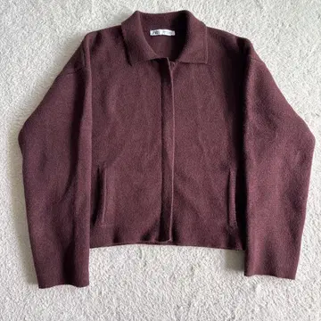 ZARA 버건디 크롭 니트 자켓