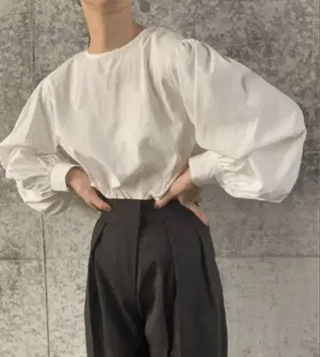 select moca 셀렉트모카 화이트 퍼프 슬리브 셔츠