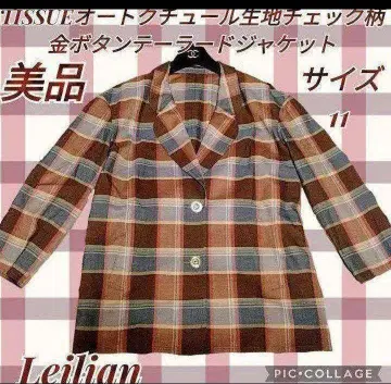 새상품급 Leilian 레리안 e.sports 체크 골드 버튼 자켓