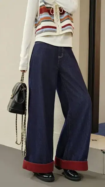 KUOSE 와이드 레그 청바지 S