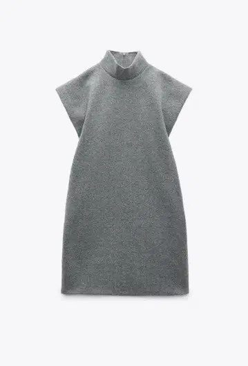 ZARA 그레이 하이넥 슬리브리스 원피스