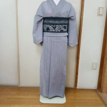하쿠잔츠무기 연보라색 여름 기모노