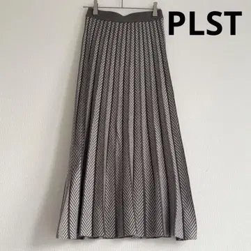새상품급 PLST 자카드 니트 플리츠 스커트