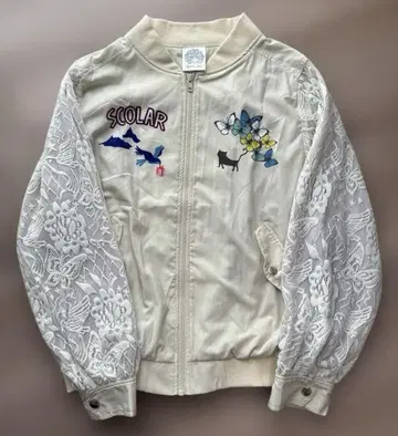 스칼라 자수 소매 스카잔 블루종