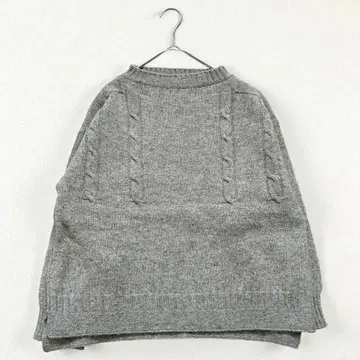 NATURAL LAUNDRY 셰틀랜드 울 니트 케이블 짜임 그레이