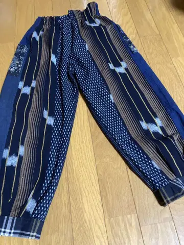 빈티지 원단 리메이크 핸드메이드 네이비 나염 몸빼