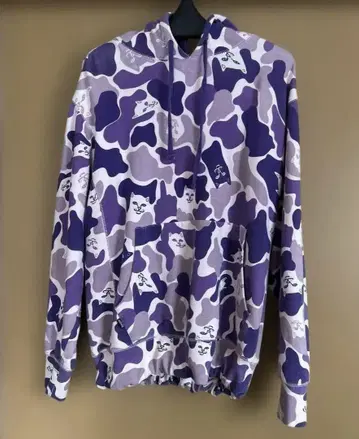 RIPNDIP 보라색 고양이 카모 패턴 후드티 M 사이즈