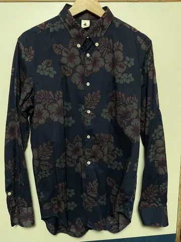 네이비 플라워 무늬 긴팔 셔츠 아담 키멜