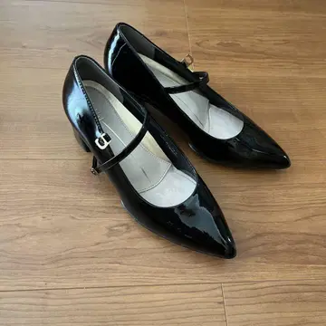 fitfit 24cm 블랙 에나멜 스틸레토 슈즈