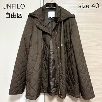 UNFILO 자유구 퀼팅 숏 코트 브라운 사이즈 40