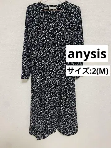 anysis 플라워 긴팔 원피스 블랙 M 사이즈