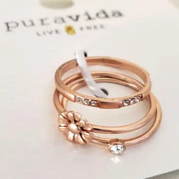 Pura vida 데이지 반지 세트 로즈 골드