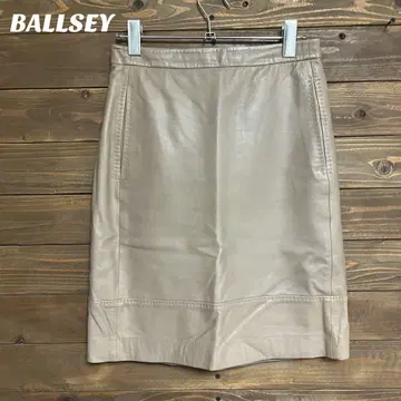 [ 볼지 ] BALLSEY 베이지 가죽 미디 스커트 S