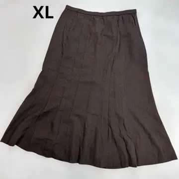 레리안 빅 사이즈 실크 혼방 울 롱 스커트 브라운 XL 사이즈 새상품급